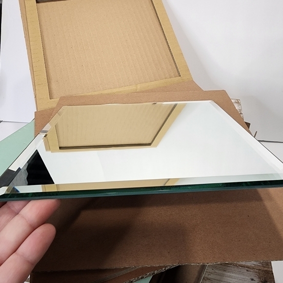 NOS Partylite Mirrored Beveled Coaster set of 2 vanity display candle decor - Picture 8 of 9